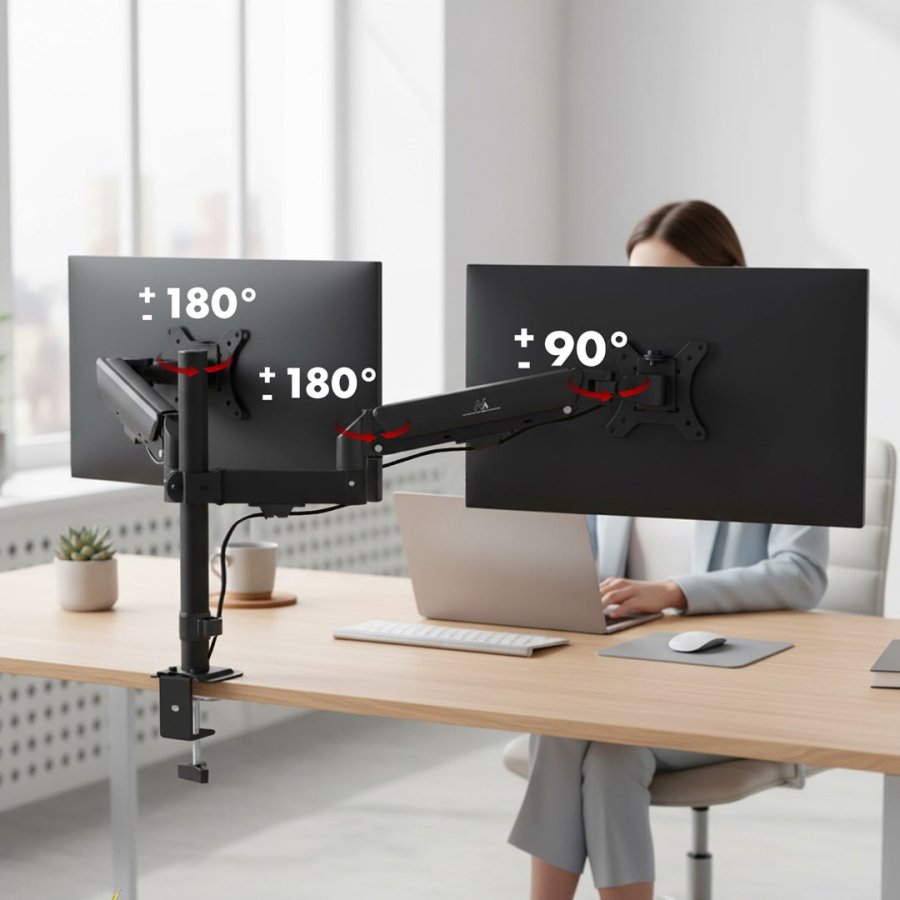 Maclean holder til 2 sk�rme, gasfjeder, 17�-32�, 2-10 kg, sort, MC-136 #11