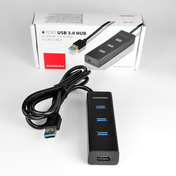 Axagon HUE-S2BL interface hub USB 3.2 Gen 1 (3.1 Gen 1) Type-A 5000 Mbit/s Sort #7