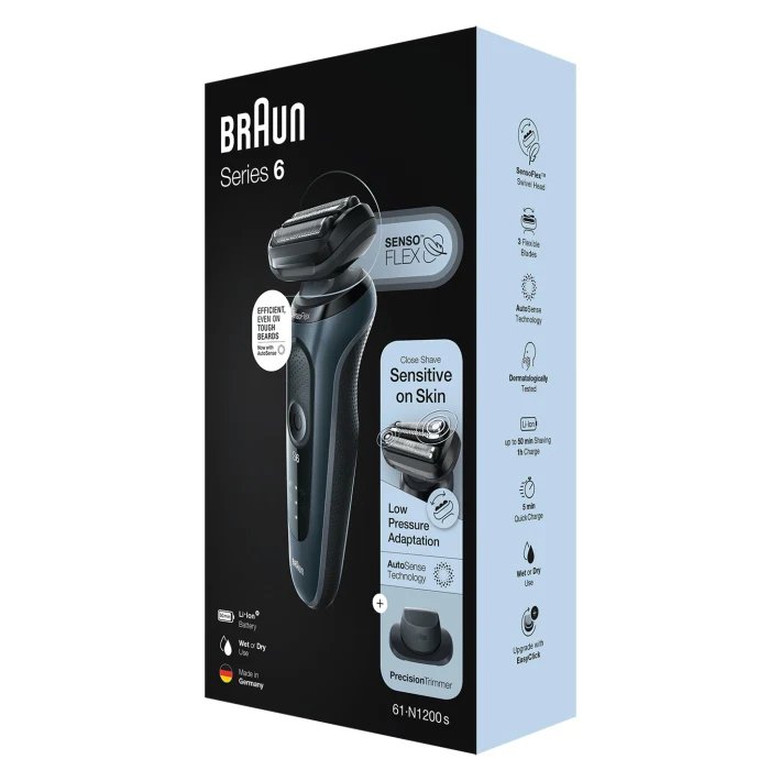 Braun Series 6 61-N1200s Folie shaver Trimmer Sort #3