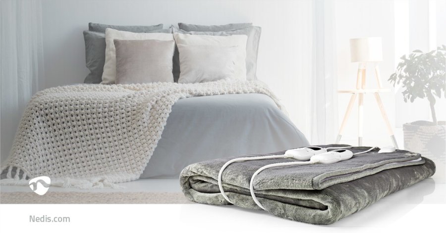 Nedis PEBL130CWT2 varmelagen og -pude Elektrisk tppe 120 W Gr, Hvid Fleece, Polyester #11