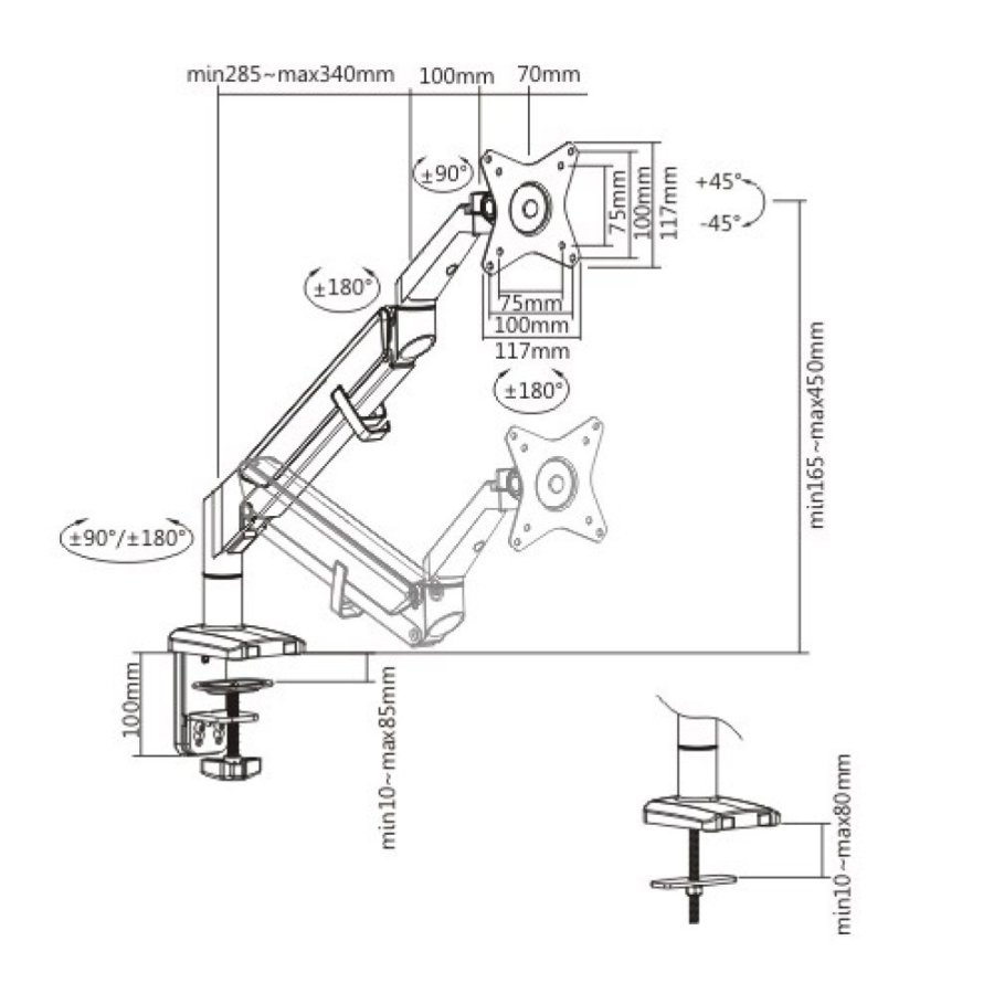 Techly ICA-LCD 441 skrmbeslag og -stativer 81,3 cm (32