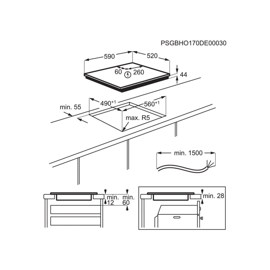 Electrolux EIS62443 Sort Indbygget 60 cm Zone induktionskogeplade 4 zone(s) #2