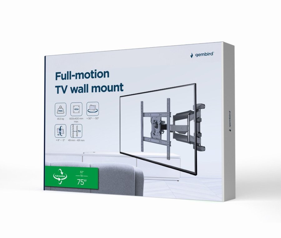 Gembird WM-75ST-01 tv-beslag 190,5 cm (75