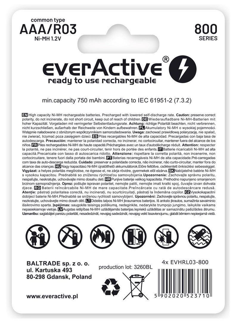 Genopladelige batterier everActive Ni-MH R03 AAA 800 mAh Silver Line #2