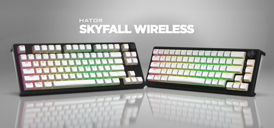 HATOR Skyfall Wireless 80 tastatur Spil USB + RF Wireless + Bluetooth QWERTY US engelsk Sort, Hvid #8