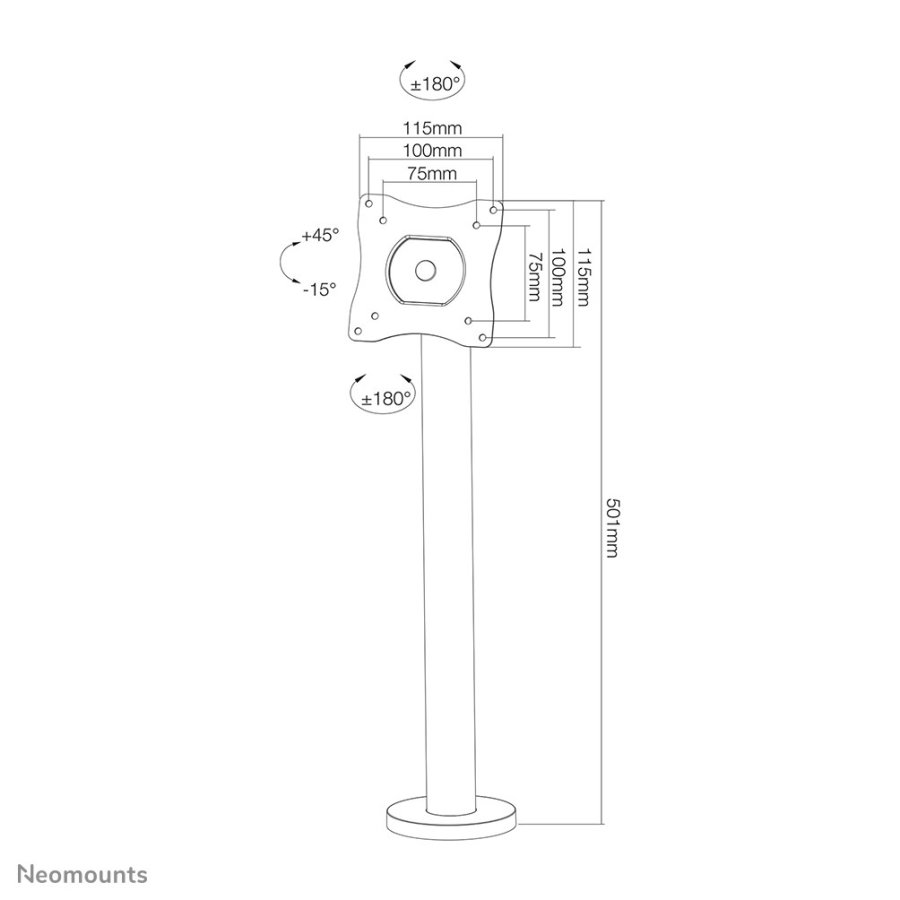 Neomounts NS-DPOS100BLACK skrmbeslag og -stativer 81,3 cm (32