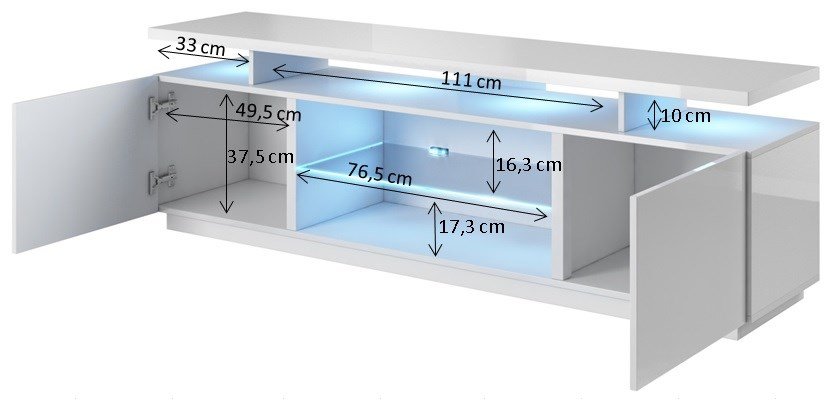 RTV-kabinet EVA 180x40x56 hvid/hvid blank #3