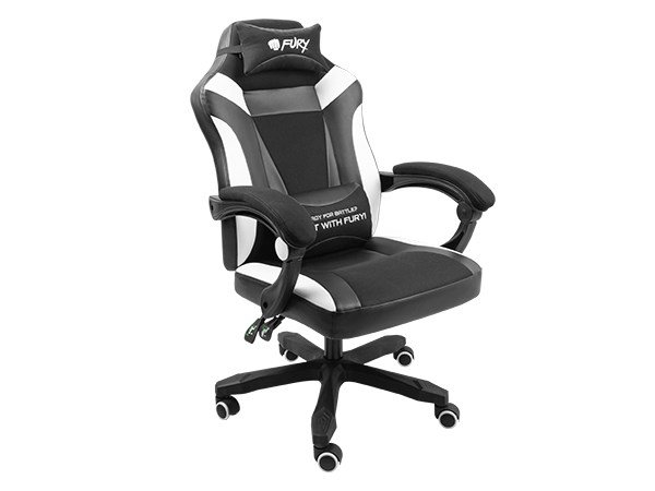 FURY Avenger M+ Universal gamingstol Polstret sde Sort, Hvid #6