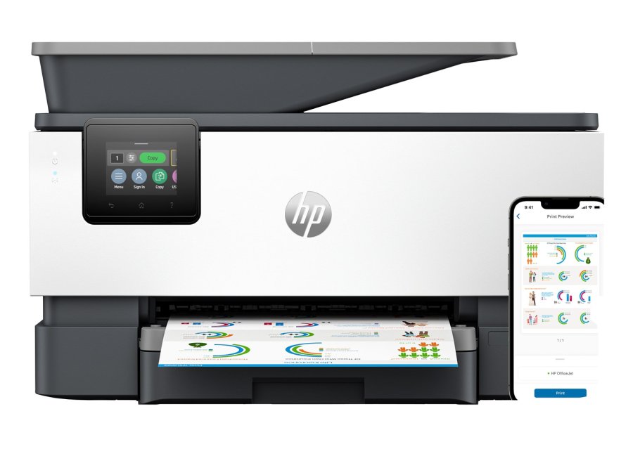 HP OfficeJet Pro 9120b Trdlst All-in-One Farve Printer, Tosidet print; Kopimaskine, scanner #1