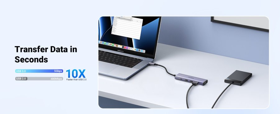 Ugreen 15596 dockingstation Ledningsfrt USB 3.2 Gen 1 (3.1 Gen 1) Type-A + Type-C Aluminium #7