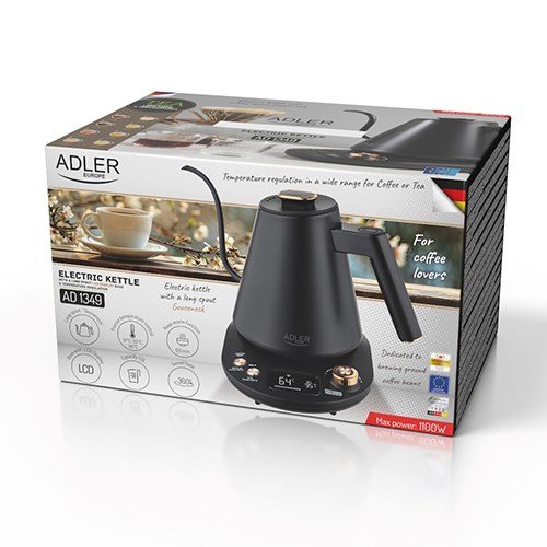 Adler AD 1349 El-kedel med lang tud 1,0L Sort #23