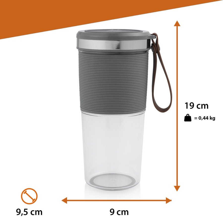 Tristar BL-4475 blender 0,4 L Sportsblender 50 W Gr, Rustfrit stl, Transparent #7