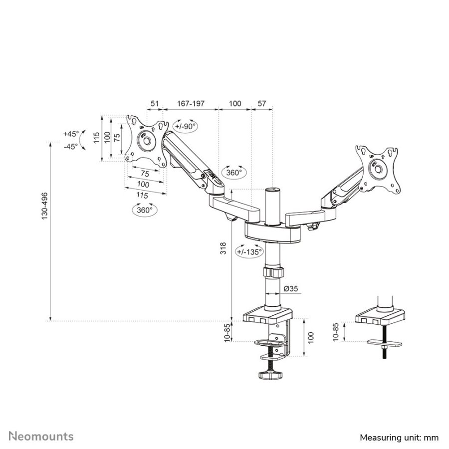Neomounts DS70-750BL2 skrmbeslag og -stativer 68,6 cm (27