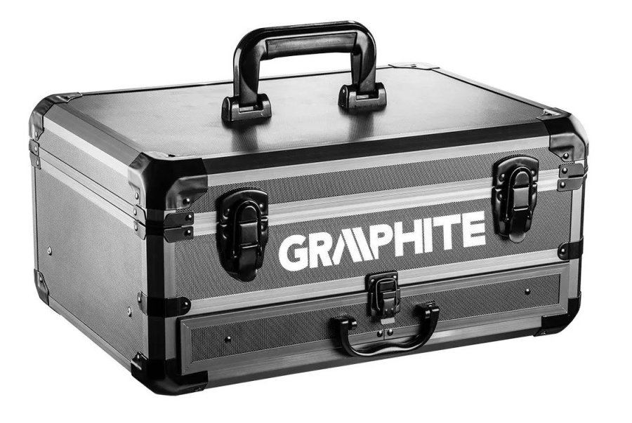 Graphite Energy+-st i aluminiumskasse: boremaskine/skruemaskine med aftageligt hndtag, 2 genopladelige 2.0Ah-batterier, oplader og 109 tilbehr #4