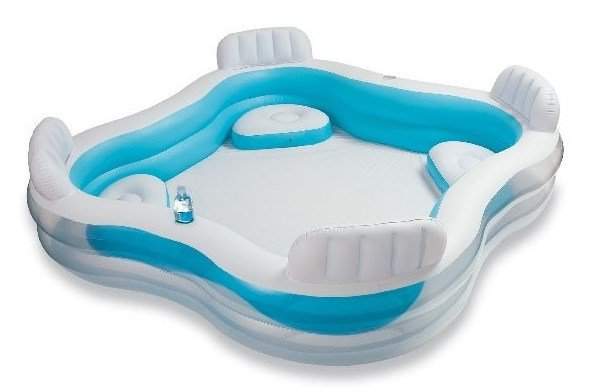 Intex 56475 swimmingpool til over jorden Oppustelig pool Firkant 990 L Bl, Hvid #1