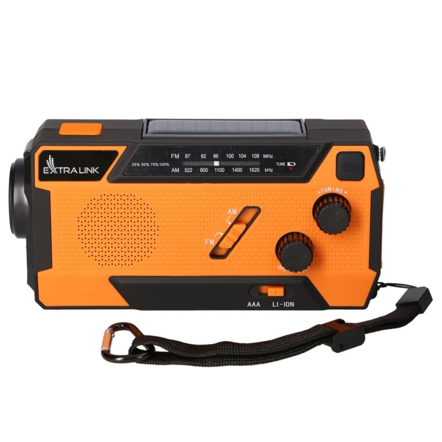 Extralink RADIO AWARYJNE SOLARNE Z KORBKA DYNAMO POWERBANK 4000MAH Z LATARKA SOS SR-4000 B�rbar Analog Sort, Orange #38