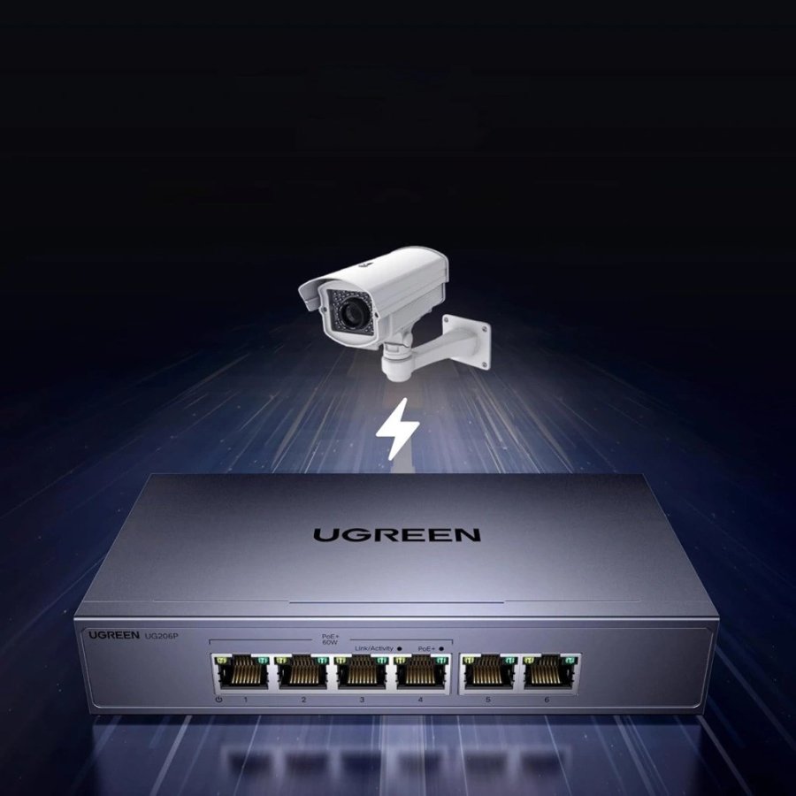 Ugreen ethernet-switch 6 porte 1 Gb/s med PoE - gr� #2