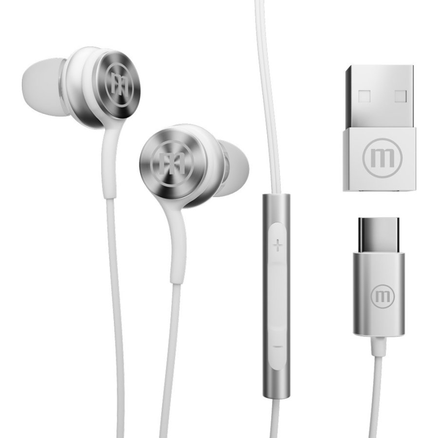 Maxell XC1 USB-C-hovedtelefoner med ledning og USB-A-adapter hvid #2
