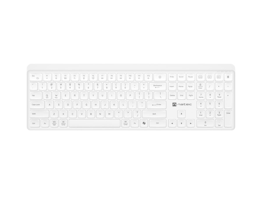 Natec Tang US tr�dl�st tastatur BT + 2,4 GHz lydsvagt Slim hvidt #1