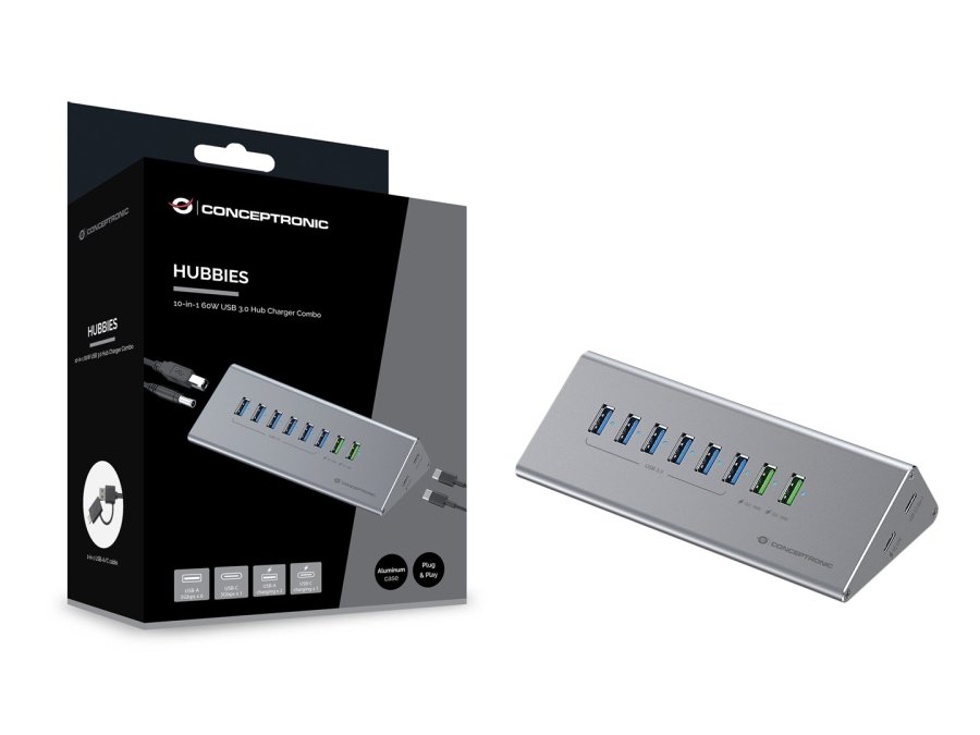 Conceptronic HUBBIES18G interface hub USB 3.2 Gen 1 (3.1 Gen 1) Type-B 5000 Mbit/s Gr� #4
