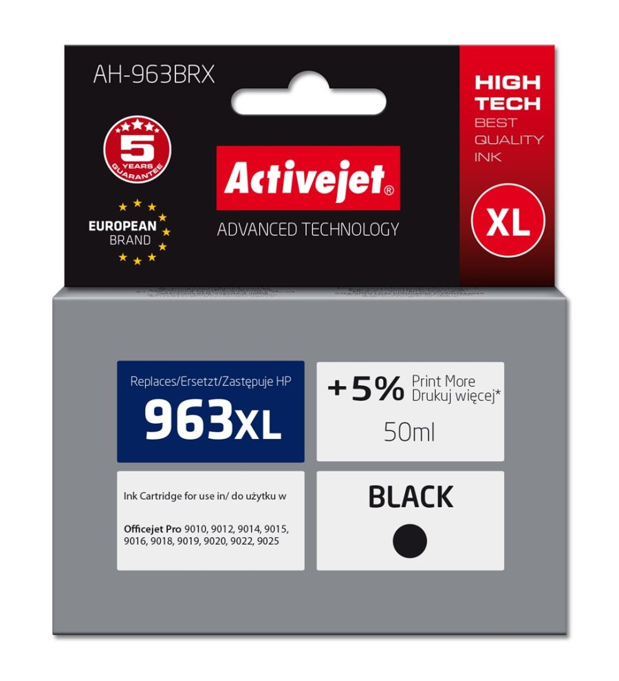 Activejet AH-963BRX blk til HP-printere, Erstatning HP 963XL 3JA30AE; Premium; 2100 sider; sort #1