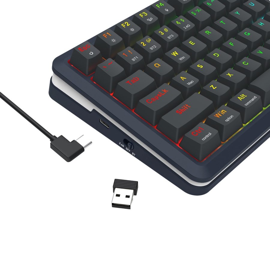 REDRAGON K708-RGB-PRO FLEKACT tastatur USB + RF Wireless + Bluetooth Sort #1