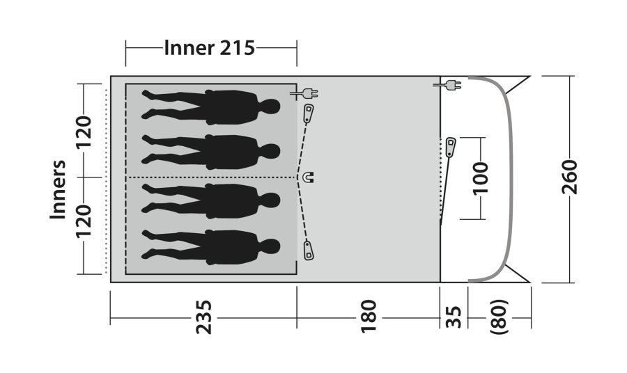 Outwell Durango 4 4 person(er) Gr�n Tunneltelt #3