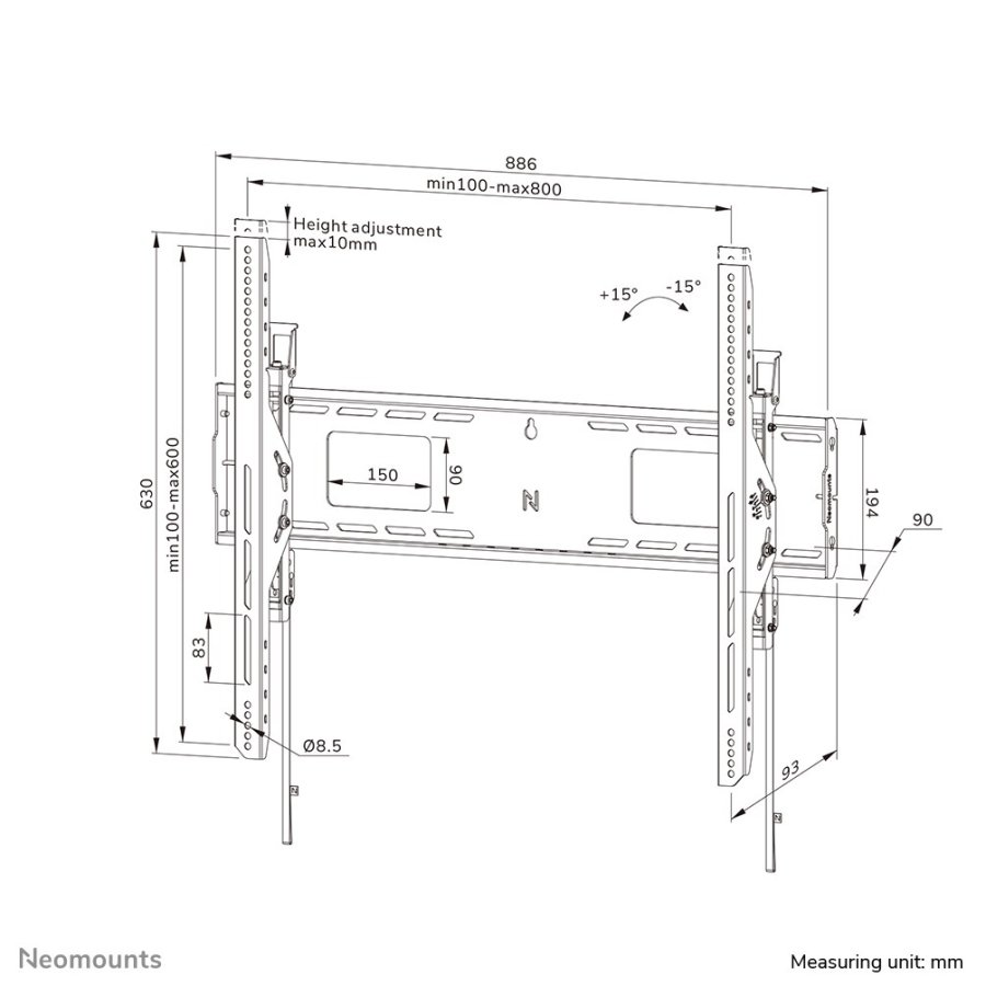 Neomounts WL35-750BL18 tv-beslag 2,49 m (98