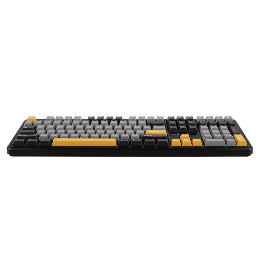 F108-tastatur med gasket-design i gr�, orange og m�rkegr� med Volcano-switches og RGB-belysning  AULA #4