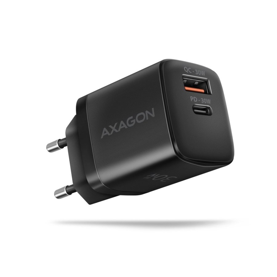 Axagon ACU-PQ30 Ladegert QC3.0, 4.0/AFC/FCP/PPS/Apple+ PD USB-C, 30W - schwarz - Kompaktes Ladegert - 1x USB-C und 1x USB-A Mobiltelefon, Smartphone, SmartWatch, Tablet, Universel Sort Vekselstrm Hurtig opladning Indendrs #1