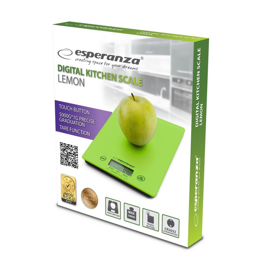 Esperanza EKS002G kkken- og ditvgt Elektronisk kkkenvgt Grn, Gul Bordplade Rektandel #4