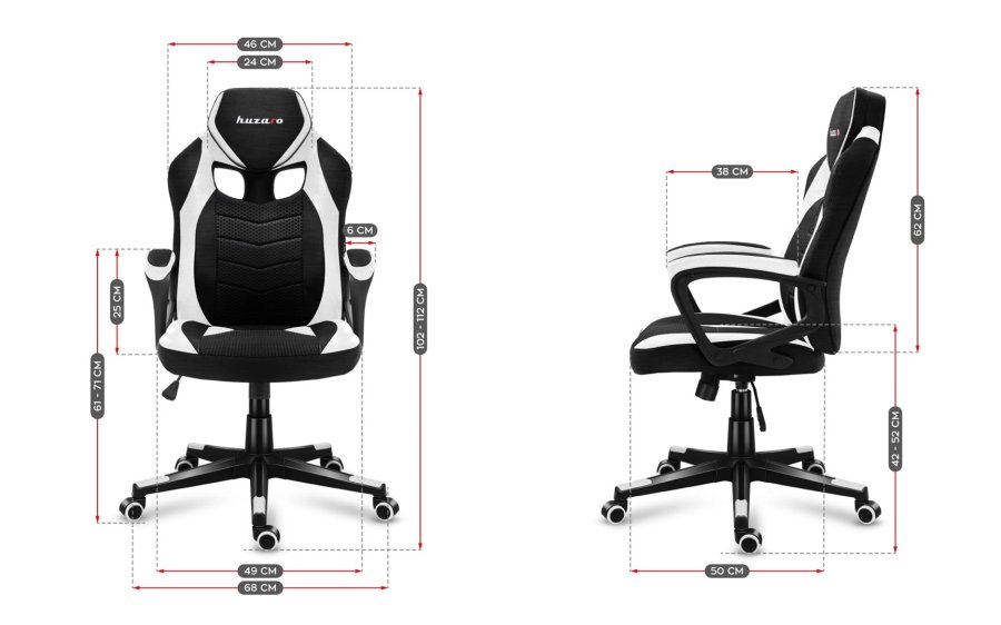 GAMING STOL HUZARO FORCE 2.5 WHITE MESH #4