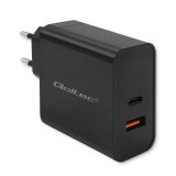 Qoltec 52381 Super Quick PD oplader | 1xUSB-C | 1xUSB| 90W | 5-20V | 2,4-4,35A | Sort #1