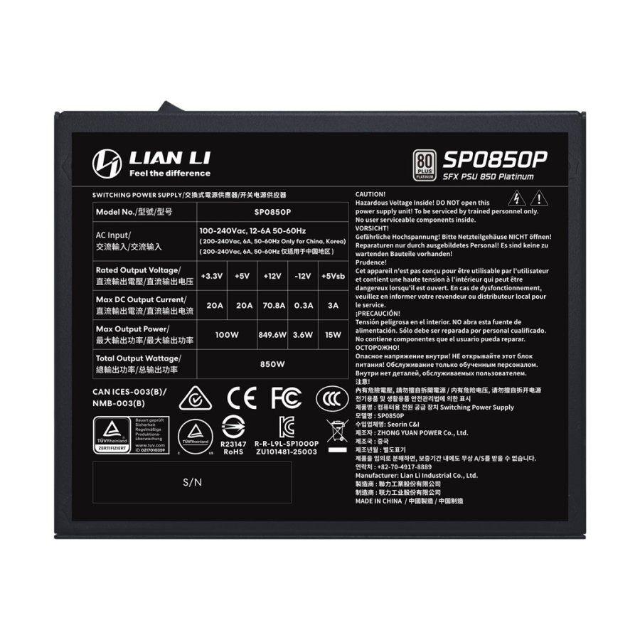 Lian Li SP0850P enhed til str�mforsyning 850 W 24-pin ATX SFX Sort #7