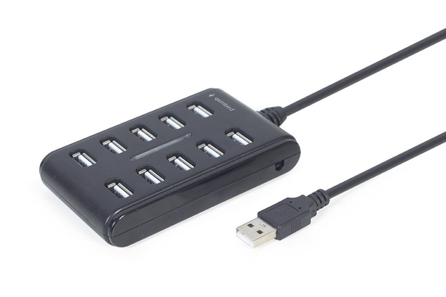Gembird UHB-U2P10P-01 10-ports USB 2.0 hub, sort #2