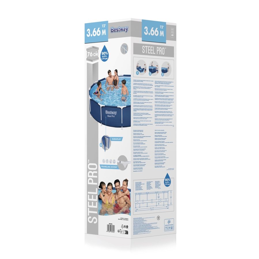 Bestway 56706 / 23 swimmingpool til over jorden Indrammet pool Rund 6473 L Bl� #12