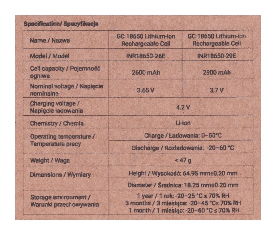 Green Cell 50GC18650NMC29 husholdningsbatteri Genopladeligt batteri 18650 Lithium-Ion (Li-Ion) #8