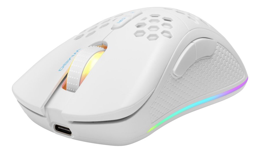 Deltaco Gaming WM80 Tr�dl�s ultralet gaming mus, 70g v�gt, RGB, PAW3212, 400-4800 DPI, 1000 Hz, hvid #1