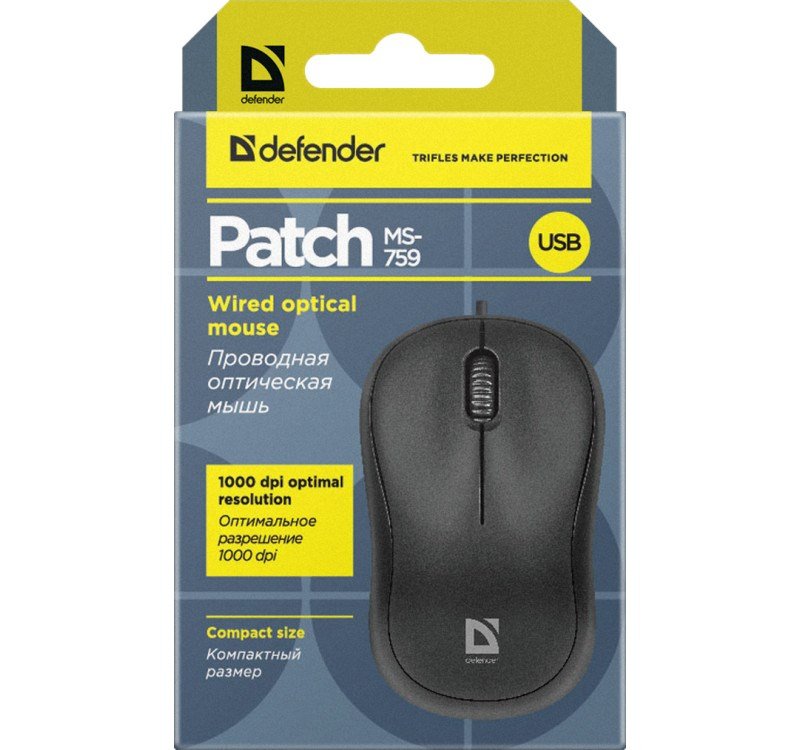 Computermus Defender PATCH MS-759 BLACK OPTICAL 1000dpi 3P #4