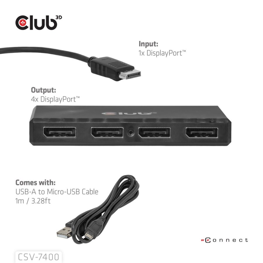 CLUB3D CSV-7400 video-splitter DisplayPort 4x DisplayPort #5