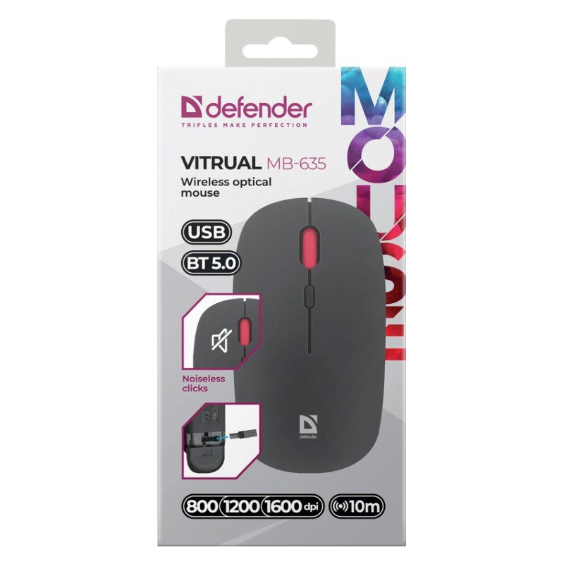COMPUTERMUS DEFENDER VITRUAL MB-635 RF+BT SILENT 1600dpi 4P #5