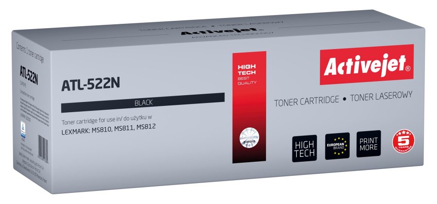 Activejet ATL-522N Tonerpatron til Lexmark-printere; Erstatning Lexmark 52D2000; Supreme; 6000 sider; sort #1