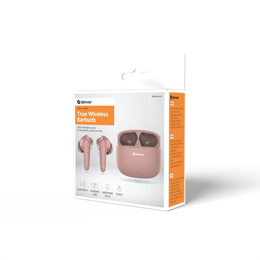 Denver TWE-48DR Headset True Wireless Stereo (TWS) I rerne Opkald/musik Bluetooth Rose #9