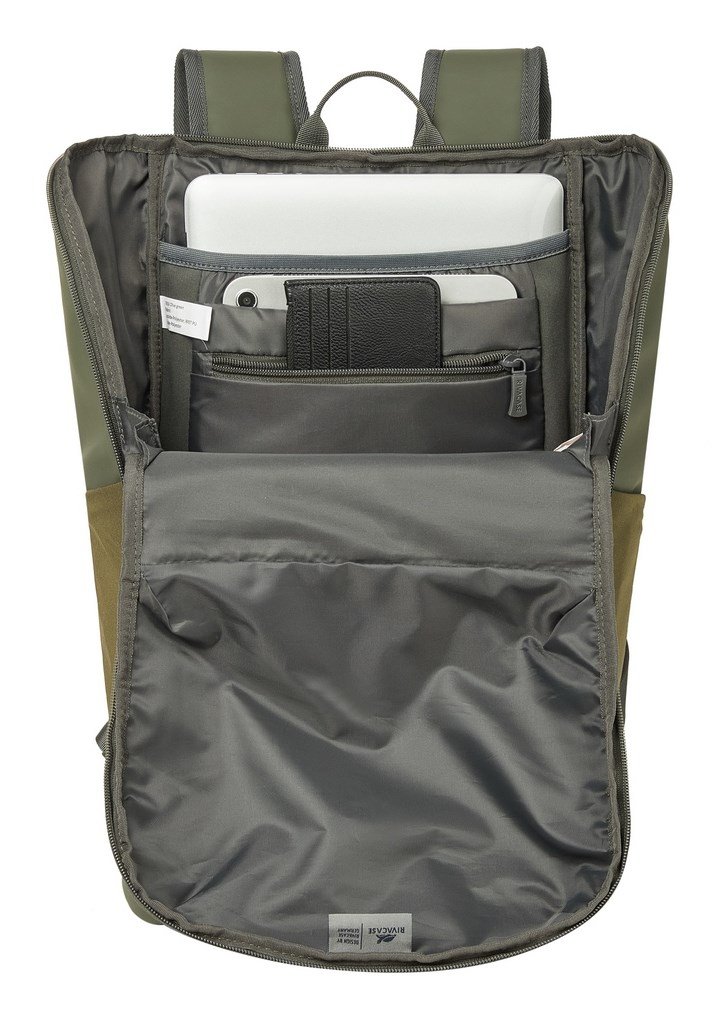 Rivacase Eden rygs�k Rejserygs�k Oliven PU-l�der, Polyester, Genanvendt polyethylenterephthalat (rPET) #12