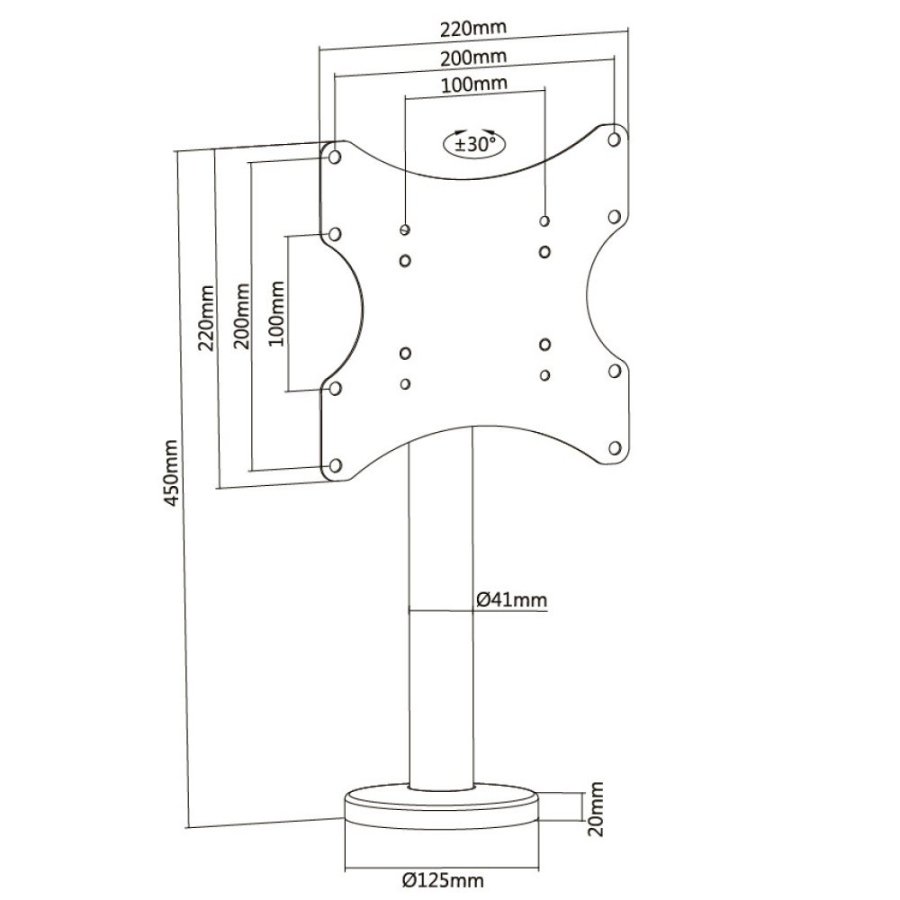 Techly ICA-LCD 316S skrmbeslag og -stativer 109,2 cm (43