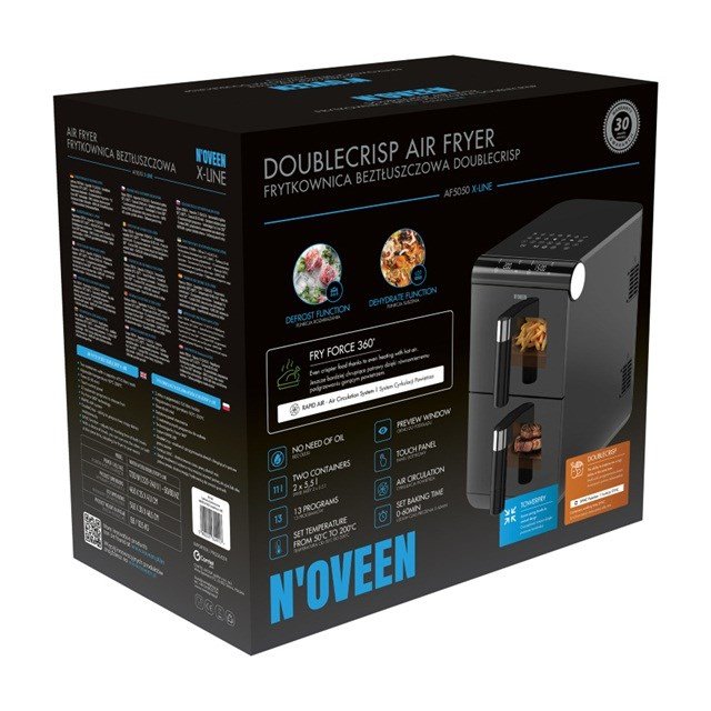 Noveen DoubleCrisp AF5050 X-LINE Fedtfri frituregryde 1700 W Sort #41