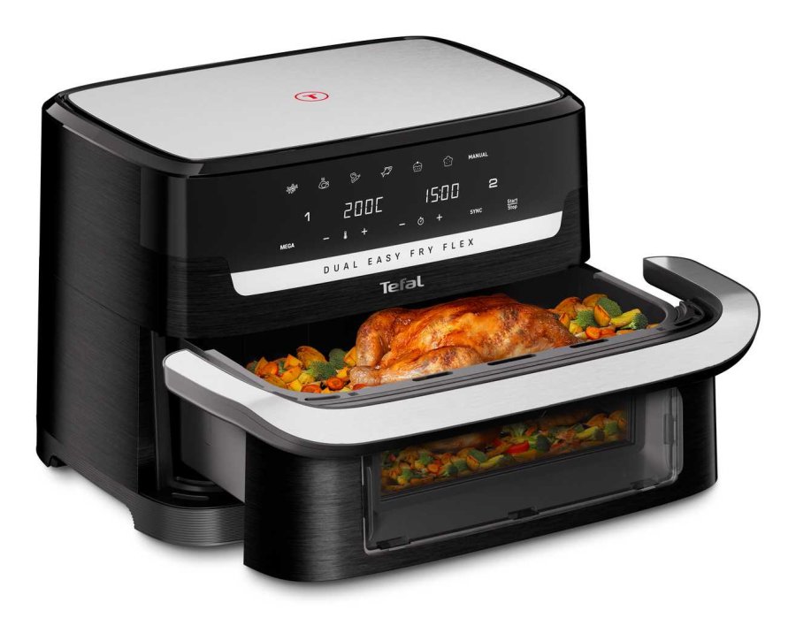 Tefal Dual Easy Fry Flex EY9228 9 L Enkeltst�ende 2700 W Varmluftsteger Sort, Rustfrit st�l #1