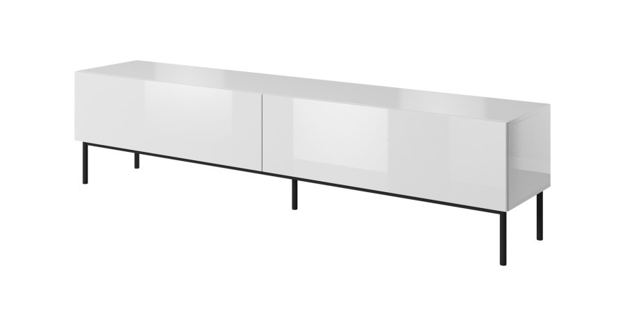 RTV SLIDE kabinet p en sort stlramme 200x40x50 cm, alt i blank hvid #1