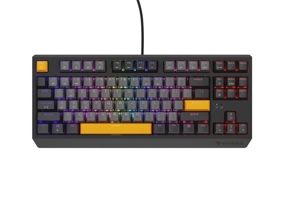GENESIS Thor 230 TKL tastatur Spil USB + RF Wireless + Bluetooth QWERTY Sort, Gr, Orange #4