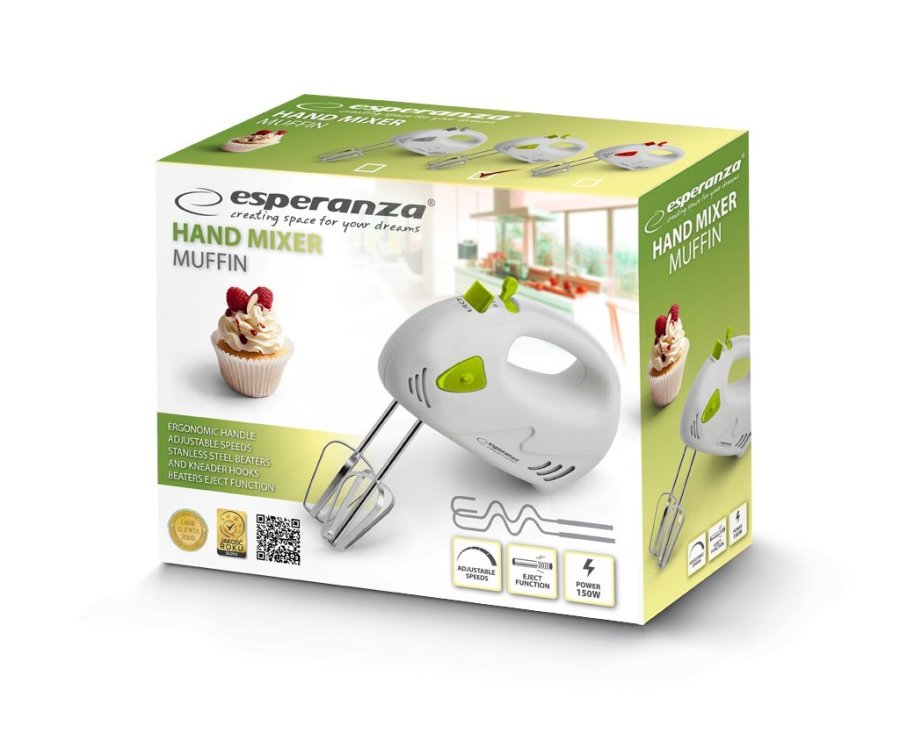 Esperanza EKM007G rremaskine og mikser Hndmixer 150 W Grn, Hvid #4